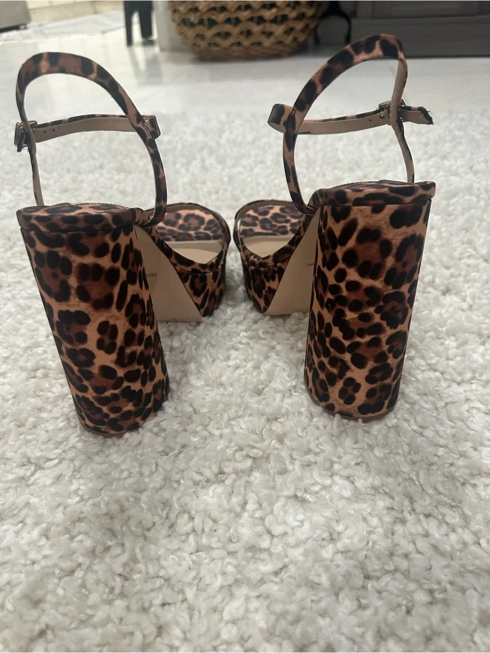 New Antonio Melanie Platforms Block Heel - Brown Leopard Strappy